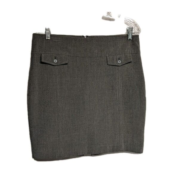 Express Skirt Women 8 Mini Lined Slit Back Zipper Short Slit Fake Pockets Gray - Picture 1 of 7